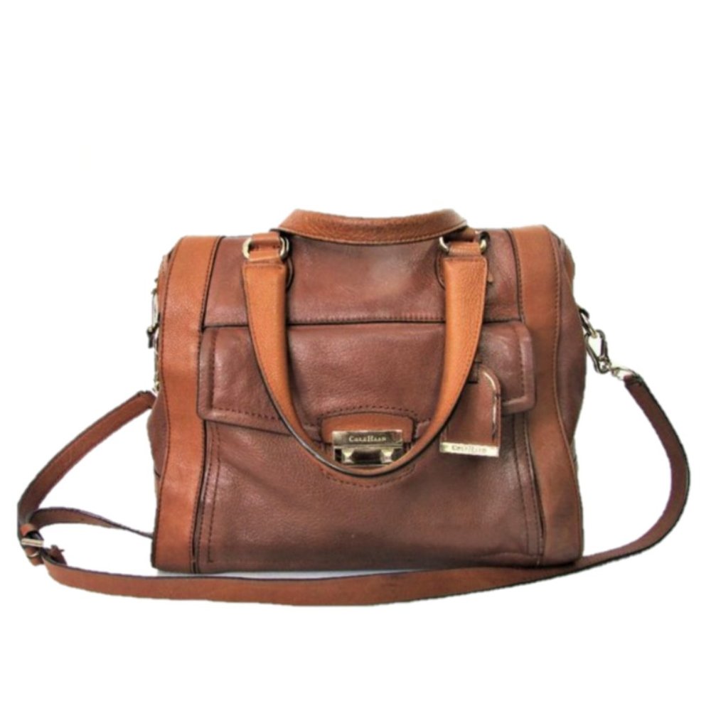 Cole Haan two tone tan shoulder bag 11.5X12.25